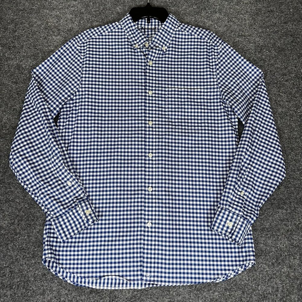 Vineyard Vines Shirt Mens M Blue Gingham On The Go Long Sleeve Button-Down Adult